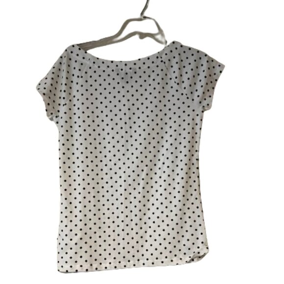 Ralph Lauren White Boatneck T-Shirt with Black Polka Dots - Large - Picture 2 of 5